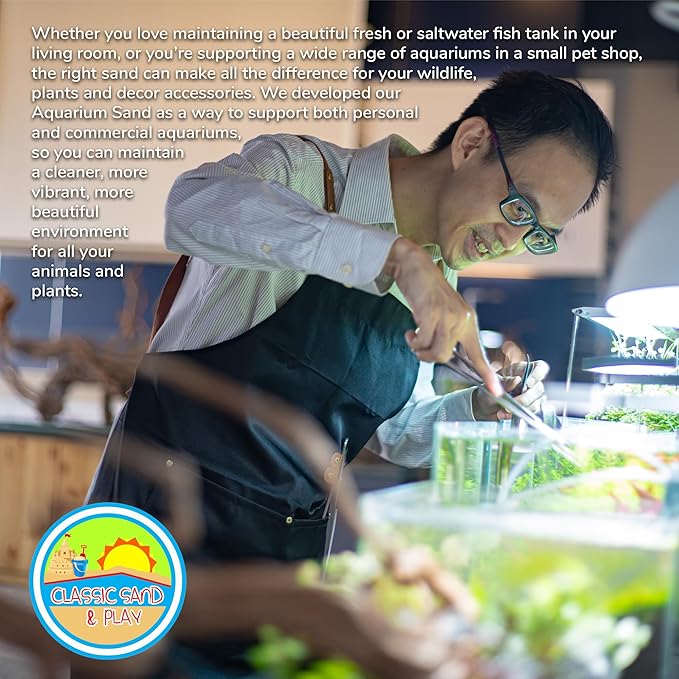 CLASSIC SAND & PLAY Natural Aquarium Sand for Freshwater and Saltwater Tanks, 20 lb. Bag, Improves Filter Life and Filtration Process, Pre-Washed Fine Sand, Yellow