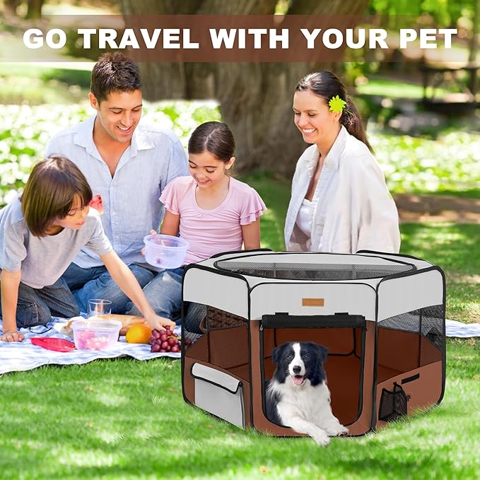 Dog Playpen, Portable Pet Play Pen for Cat, Puppies, Rabbits, Chickens, Foldable Large-Capacity Pet Tent for Indoor/Outdoor Travel Camping (Size XL Without Carry Bag)