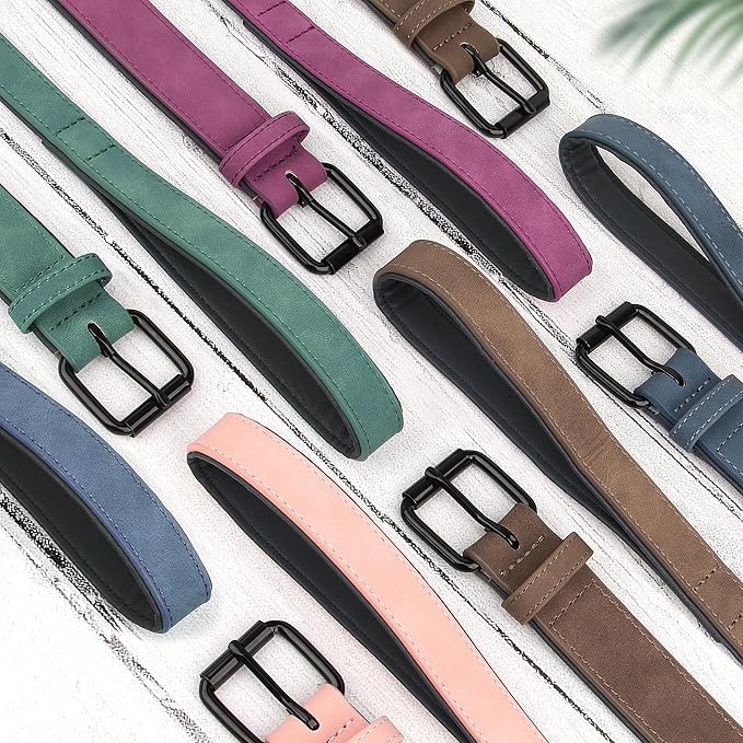 Didog Soft Padded Leather Dog Collar and Leash Set, Adjustable Dog Leash and Collar Set with Metal Buckle, Breathable Dog Collars with 4FT Leather Dog Leash for Small Medium Large Dogs, Brown, L