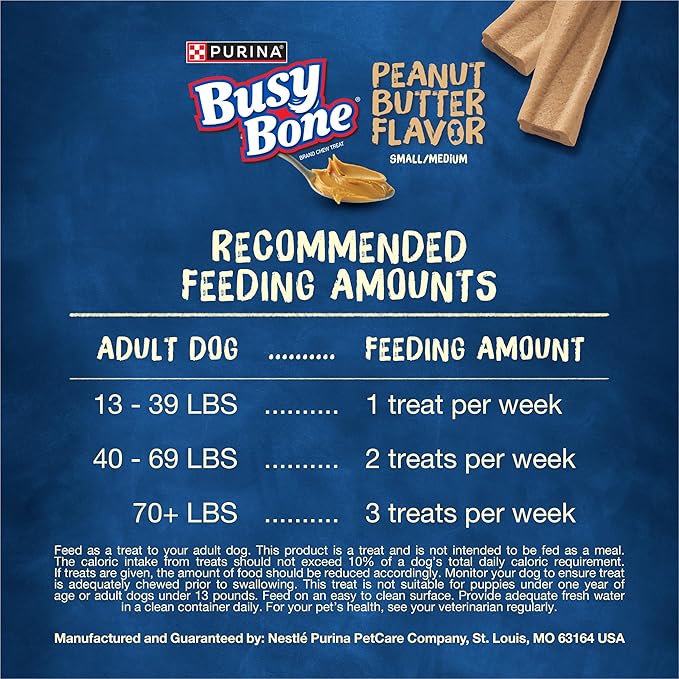 Purina Busy Bone Adult Dog Chew Bone Treats, Peanut Butter - 10 ct. Pouch