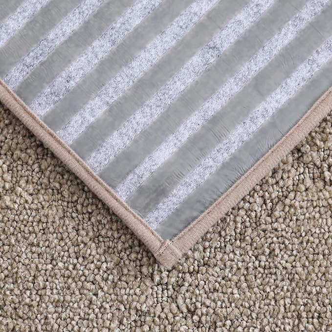 COSY HOMEER Edging Stair Treads Non-Slip Corner Indoor Stair Runners for Wooden Steps,Landing Slip Resistant Stair Rugs for Kids and Dogs, 100% Polyester TPE Backing,Beige,20"X32"