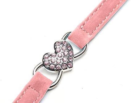 CHUKCHI Heart Bling Cat Collar with Safety Belt and Bell 8-11 Inches(Pink)