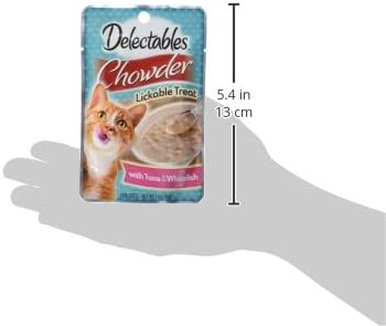 Hartz Delectables Chowder Lickable Wet Cat Treats for Kitten, Adult & Senior Cats, Tuna & Whitefish, 12 Count