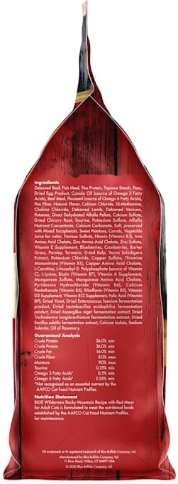 Blue Buffalo Wilderness Adult Dry Cat Food, Rocky Mountain Recipe, Chicken-Free & Grain-Free Recipe Made with Natural Ingredients, Red Meat, 4-lb Bag