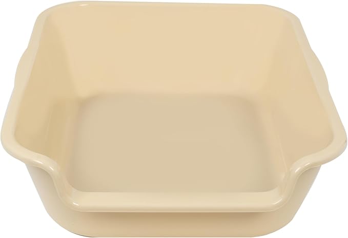 1 Pack of Extra Large Cat Litter Box (ABS Material), Low Entry Senior Litter Pen for Geriatric Kitty Big Cats, Jumbo Pet Safe Litter Boxes Tray for Pets Potty (Beach Sand, 20" L x 15.5" W)