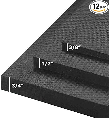 American Floor Mats - Heavy Duty, 2' x 2' Horse Stall Tiles for Horse Stables - 3/4" Thick, Durable Rubber Flooring - Solid Black 6' x 8' Set - (12 Tiles Total)