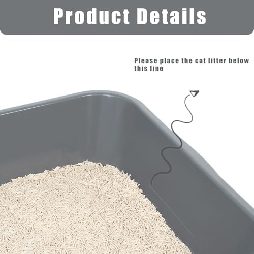1 Pack of Extra Large Cat Litter Box (ABS Material), Low Entry Senior Litter Pen for Geriatric Kitty Big Cats, Jumbo Pet Safe Litter Boxes Tray for Indoor Pets Potty (White, 20"L x 15.5"W)