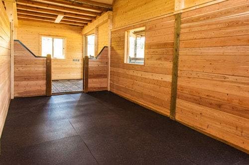American Floor Tiles - Heavy Duty Stall Tiles - Stable/Horse Tiles - Thick, Durable Rubber Flooring Solid Black 6' x 6' Set of 1/2" Thick - 2' x 2' Tiles (9 Tiles Total)