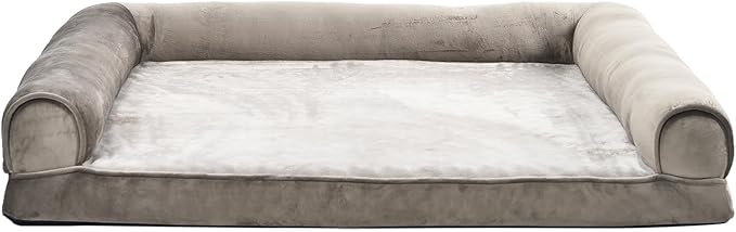 Amazon Basics Dog Bed with Cooling Gel Memory Foam, Pressure-Relief Support for Dogs up to 55lbs, Non-Slip Bottom, Machine Washable Cover, Large Sized (36" x 27"), Brown