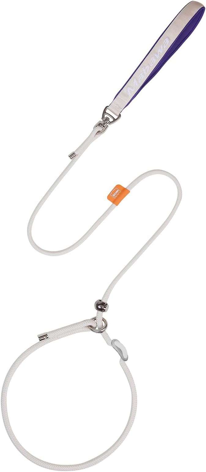 Dog Anti-Slip Leash 5FT with Metal Stopper - Durable No-Pull Training Lead for Small, Medium & Large Dogs - Comfortable Handle Nylon Rope, Tangle-Free Pet Walking Leash (Beige, 5.6FT)