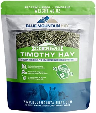 Blue Mountain Hay | Fresh Timothy Hay (40 Ounce) | Great for All Ages | High-Altitude Hay Pet Food for Rabbits, Guinea Pigs, Chinchillas, Hamsters, and Other Small Pets