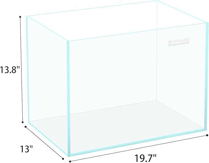 15 Gallon Rimless Aquarium, Ultra Clear Glass Low Iron Rectangular Fish Tank L19.6×W13×H13.8 Inches Thickness 6mm with EVA Foam Mat Included