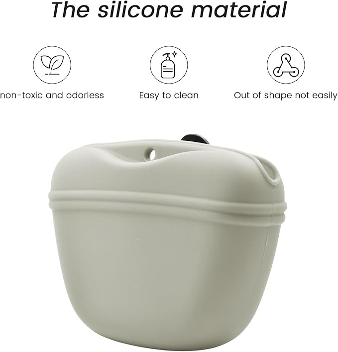 AUDWUD Silicone Dog Treat Pouch,Clip on Portable Training Container,Convenient Magnetic Buckle Closing and Waist Clip,No BPA