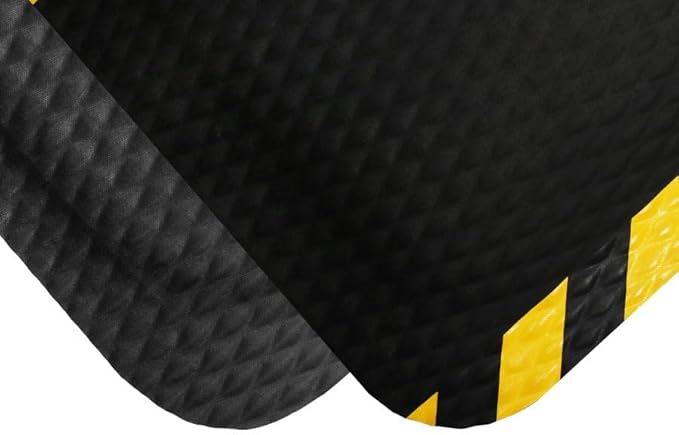 American Floor Mats Hog Heaven Premium 7/8" Black & Black Border 4' x 12' Nitrile Backed Anti-Fatigue Comfort Mat