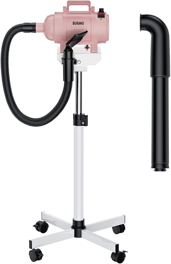 Burano High Velocity Dog Pet Stand Grooming Dog Dryer with 4.3HP Variable Dog Blow Dryer, Fluffy Dry