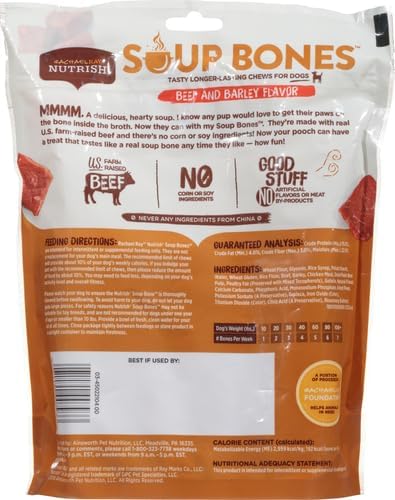 Nutrish Rachael Ray Soup Bones Dog Treats, Beef & Barley Flavor, 6 Bones (Pack of 2)