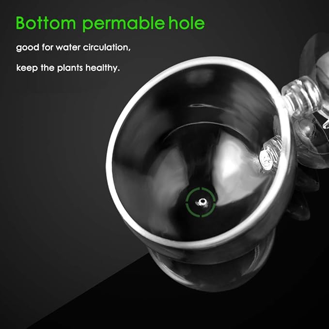 capetsma 4X Crystal Glass Aquarium Plant Pot, Aquarium Aquatic Planter, Red Shrimp Live Plants Fish Tank Glass Holder with 4X Suction Cups for Aquarium Fish Tank Decorations … (4 Pack)…