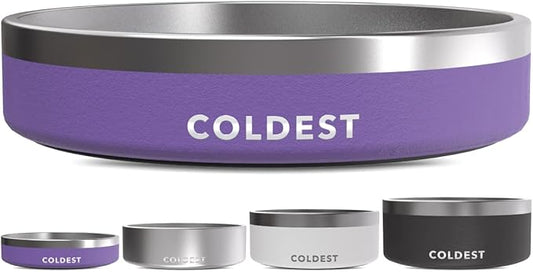 Coldest Dog Bowl - Anti Rust Metal, Non Slip, 3 Layers Insulated Stainless Steel Dog Bowls - Spill Proof & Heavy Duty - Water Bowl for Dogs, Cats & Pets, Dish Washer Safe (21 oz, Galaxy Purple)
