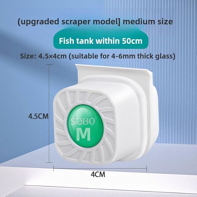 Mini Magnetic Aquarium Brush with Scraper Blade - Fish Tank Dirt Remover for Small Glass/Acrylic Tanks, Safe for Betta & Shrimp (5-20 Gallon) (Middle with Scraper)