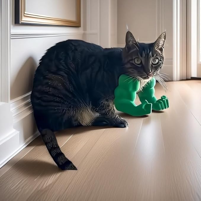 Funny Cat Muscle Arm, 3D Print Cat Neck Arm with Muscles, Funny Pet Prop Boom Arm, for Kitten Birthday Party Supplies(Red)