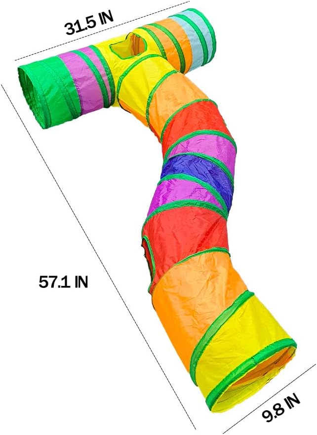 Cat Tunnel with Play Ball, Interactive Peek-a-Boo Cat Toys Cat Tube Toy, Colorful TS-Tunnel