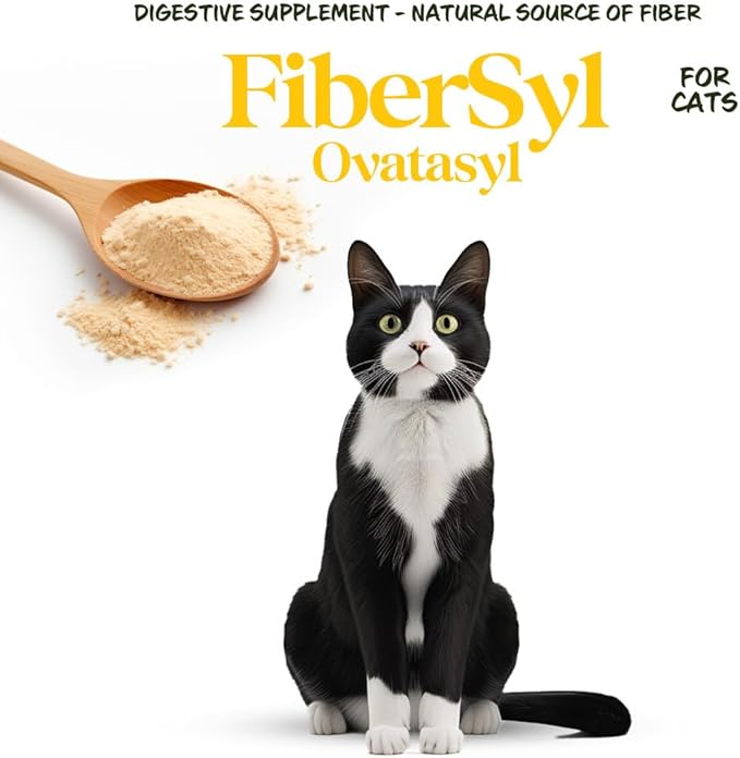 FiberSyl Ovatasyl Prebiotics for Cats Digestive Health - Cat Fiber Supplements for Constipation Relief & Support - Psyllium Husk Seed to Support Digestion Problems - Cat Stool Hardener - 60 Capsules