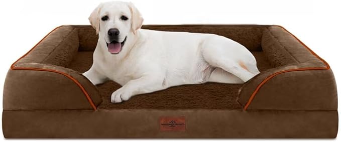 Comfort Expression Orthopedic Jumbo Dog Bed for Extra Large Dogs, Large Breed Waterproof Dog Bed, PV Washable Dogs Sofa Beds with Removable Cover & Non-Slip Bottom(Jumbo,Chocolate Brown)