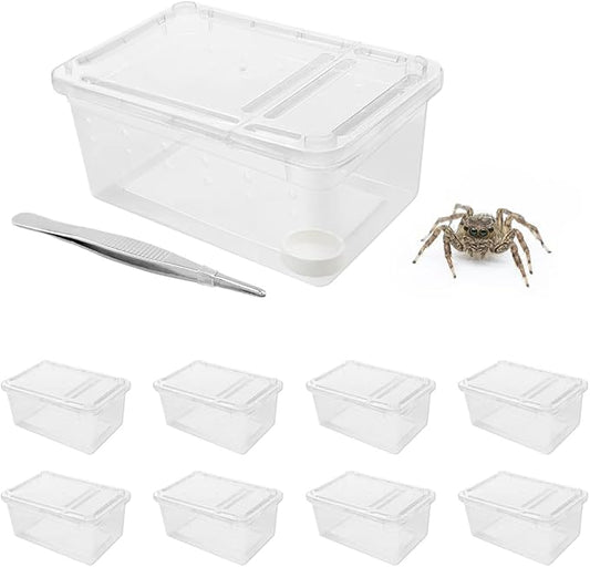 8 PCS Reptile Terrarium Plastic Clear Enclosure Portable Reptile Transport Box for Snakes, Frogs, Lizards, Insects, Scorpions, Geckos, Spiders Perfect Reptile Enclosure.