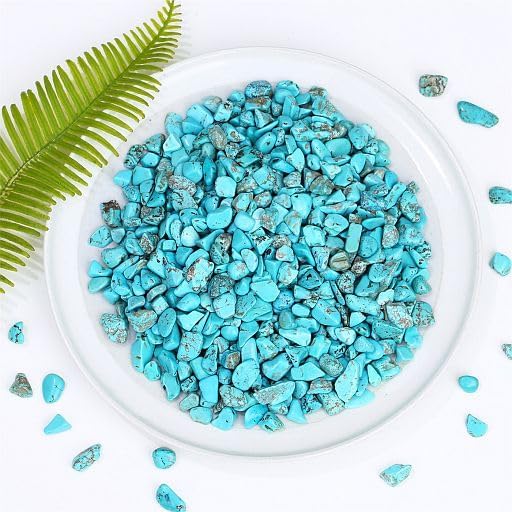 YATOJUZI Turquoise Aquarium Gravel Rocks Bulk Wholesale Tumbled Crystals Stones Chips Crushed Reiki Energy Balancing Gemstones for Planters Vase Filler Fountain Fish Tank Potted Decor 0.44LB