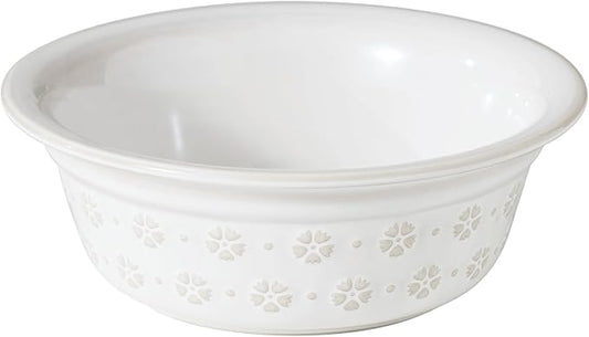 Ceramic 8.7inch Dog Bowl for Large Dog, Basic Food and Water Bowl for Replacement, Wide Opening Rounded Edge(Single Bowls, Reactived Glaze -White)
