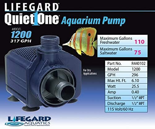 Quiet One Lifegard Aquarium Pump, 317-Gallon Per Hour