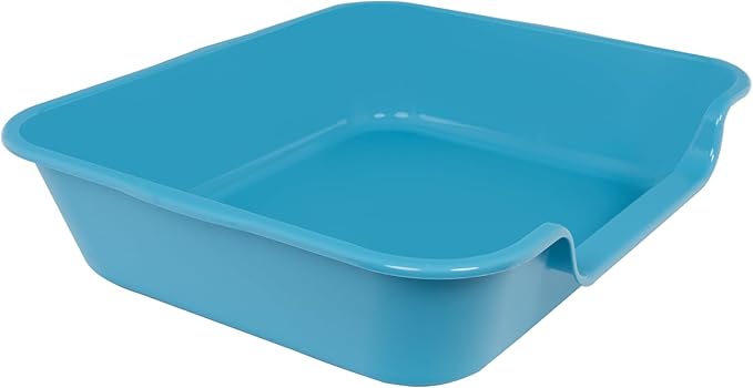 1 Pack of Extra Large Cat Litter Box (ABS Material), Low Entry Senior Litter Pen for Geriatric Kitty Big Cats, Jumbo Pet Safe Litter Boxes Tray for Pets Potty (Light Blue, 24" L x 20" W)