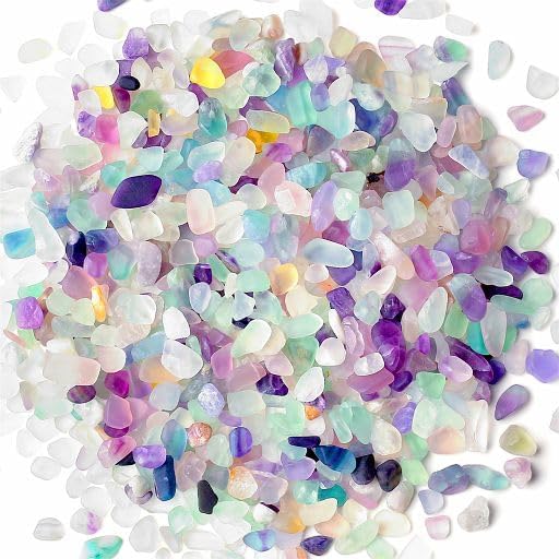 YATOJUZI 1.5lb Fluorite Aquarium Gravel Rocks Natural Tumbled Healing Crystal Chips Bulk Gemstones Crushed Stones for Fountain Vase Filler Planters Decorative Fish Tank Potted Reiki Energy Balancing