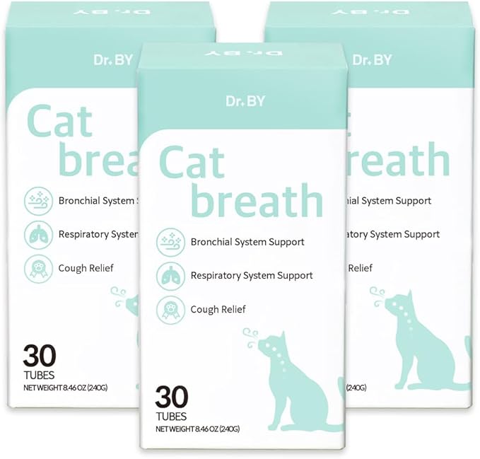 Dr.by Cat Breath Bronchial Supplements Cat Sneezing Treatment Asthma Cold Cough Nose Relief Respiratory&Immune Support with TF-343-30 lickable Formula Individually Packaged, Chicken (3 Packs (25.5OZ))