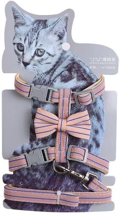 Butterfly Bow Tie Cat Harness and Leash Set - Adjustable, Escape-Proof, Breathable Kitten Vest with Cute Design for Small Cats & Indoor/Outdoor Safety