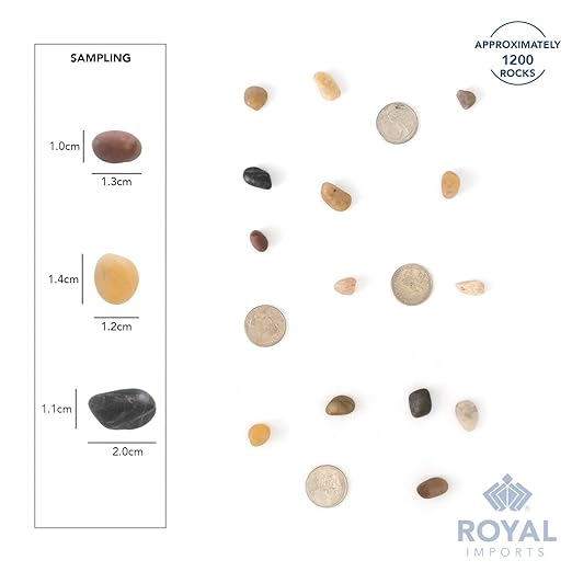 Royal Imports 2LBS River Rocks Decorative Ornamental Pebbles, Garden Landscaping Stones, Gravel Filler for Plants, Vases, Succulents, Home Decor, Aquariums, Crafting, Animal Habitat - Small Natural