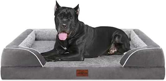 Comfort Expression XXL Orthopedic Dog Bed for Extra Large Dogs, Waterproof Orthopedic Foam Dog Beds, Washable Dogs Sofa Beds with Removable Cover & Non-Slip Bottom(XX-Large,Grey)