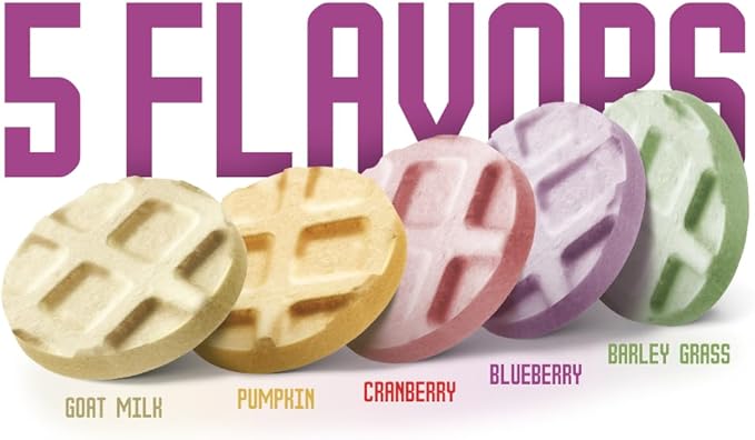 Freeze Dried Chicken Cat & Dog Waffle Treats - Made with Human Grade Chicken Breast & Liver - 5 Natural Flavors - Healthy, Tasty, Dry Food for Indoor Cats, Dogs - Inspected & Tested in USA