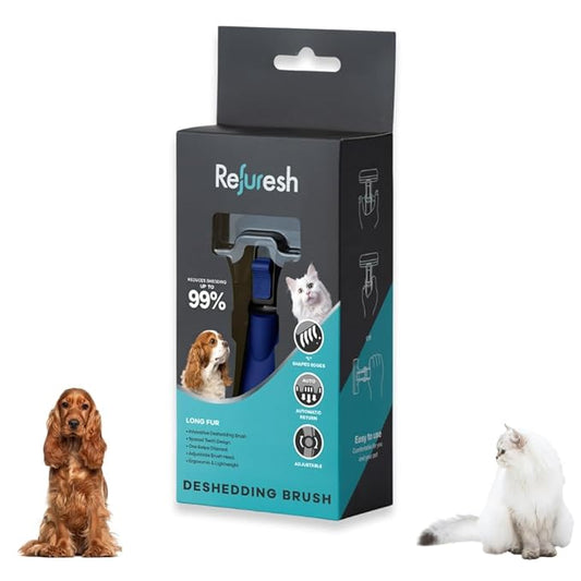 Deshedding Dog Brush for Long Hair (Small,Blue) – Gentle Deshedding tool for Dogs & Cats – Reduces shedding, without damaging topcoat. Removes Loose Fur & Dead Undercoat.