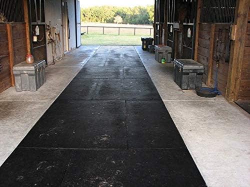 American Floor Mats - Heavy Duty Horse Stall Tiles - Thick, Durable Rubber Flooring - Solid Black, 6' x 12' Set (18 Tiles Total, 0.75" Thick) with Grip-and-Groove Pattern for Enhanced Safety