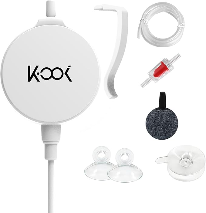 Mini Air Pump for Aquarium, Quiet Air Bubbler with Air Stone Air Tubing Clip, Oxygen Aerator for 1-15 Gallon Fish Tank, 1.3 Watt, 450 ML/min