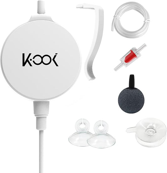 Mini Air Pump for Aquarium, Quiet Air Bubbler with Air Stone Air Tubing Clip, Oxygen Aerator for 1-15 Gallon Fish Tank, 1.3 Watt, 450 ML/min