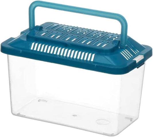 Plastic Turtle Fish Tank with Handle, Clear Aquarium Container for Small Pets, Tortoise Habitat, Goldfish Bowl, Reptile Transport Box, 5.11 X 3.54 X 3.54 Inch