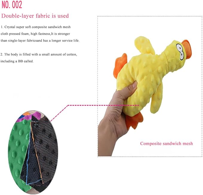 OUANGANC Calming Duck Dog Toy for Aggressive Chewers, Make a Crinkly Crunchy Noise, with Squeaker, 2025 Upgraded Indestructible Puppy Teething Toys, for Small to Medium Dog Breeds (Blue 10.6in)