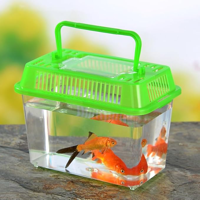 FRCOLOR Portable Plastic Turtle Tank - Transparent Aquarium Carrier Box for Small Pets Ideal for Hamsters Lizards and Fish Easy to Feed and Clean