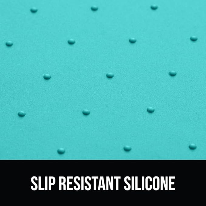 GORILLA GRIP 100% Waterproof Raised Edge BPA Free Silicone Pet Feeding Mat, Dog Cat Food Mats Contain Spills Protects Floors, Placemats for Cats and Dogs Water Bowl, Pets Accessories 16x10, Turquoise