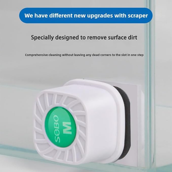 Mini Magnetic Aquarium Brush with Scraper Blade - Fish Tank Dirt Remover for Small Glass/Acrylic Tanks, Safe for Betta & Shrimp (5-20 Gallon) (Middle with Scraper)