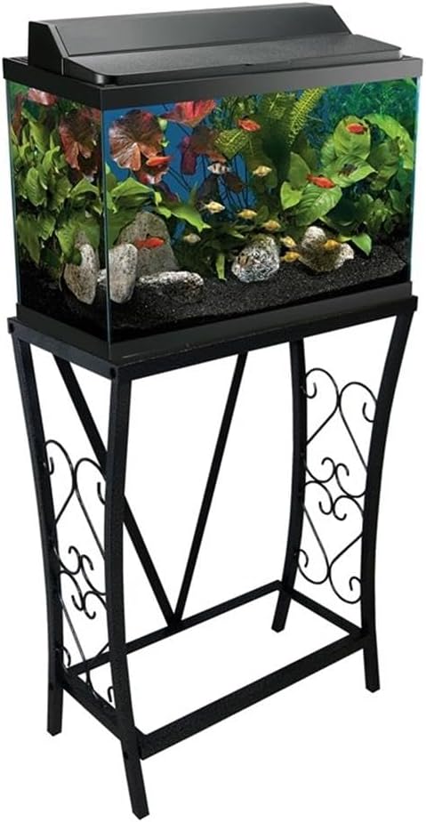 MAKLAINE Traditional Steel 10 Gallon Metal Aquarium Stand in Black
