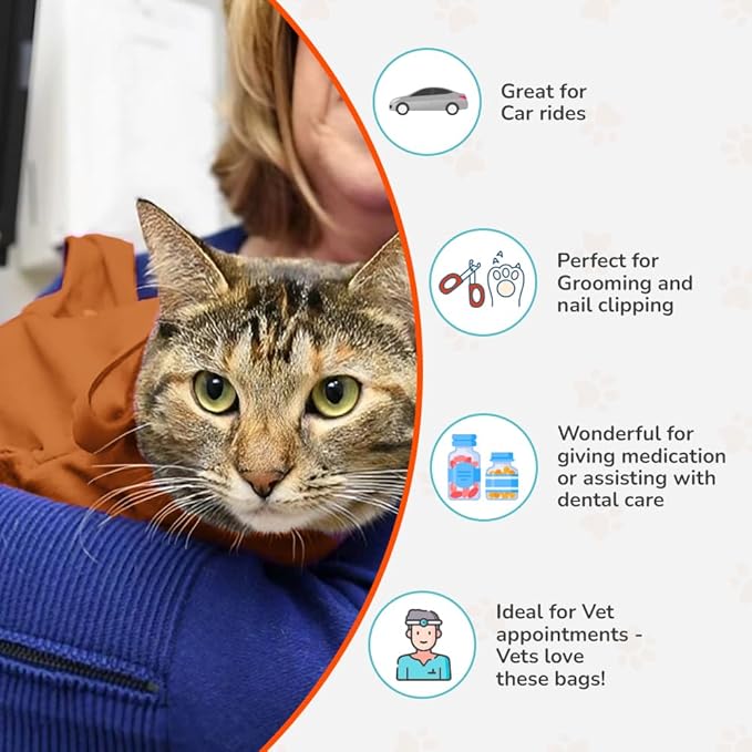 Cozy Comfort Carrier - Extra Large Caramel Pet Carrier for Cat and Cat Restraint for Medication Administration, Nail Clipping, Travel, Vet Visits, and Dental Care