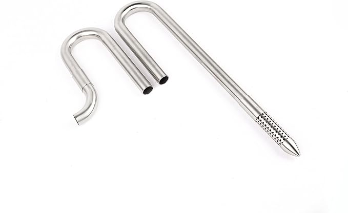 LANDEN 304 Stainless Steel Lily Pipes with Clamps for Rimless Glass Aquarium, Inflow and Outflow Set (Pipe Diameter 16mm)